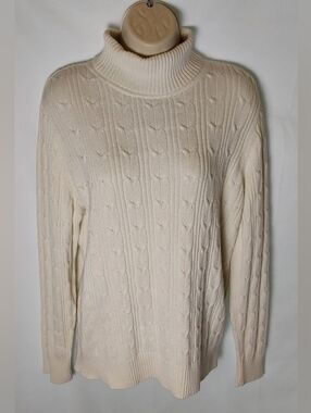 St. John's Bay Cream Cable Knit Turtleneck Sweater